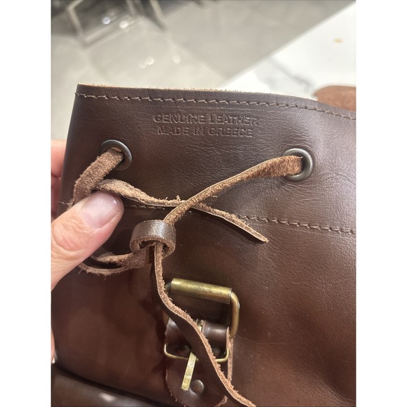 brown leather backpack Made I'm Greece - Picture 6 of 7